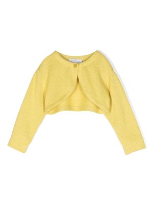 Monnalisa cardigan crop à logo intarsia - Jaune