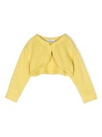 Monnalisa cardigan crop à logo intarsia - Jaune - thumbnail