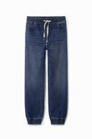 Joggingbroek van denim stof - BLUE - XL