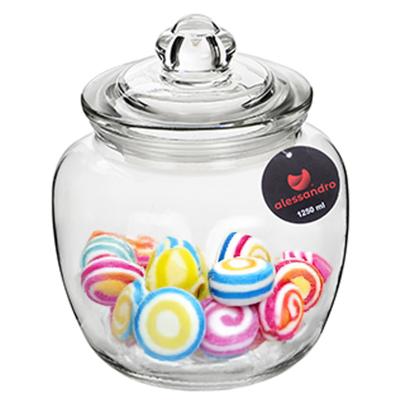 Alessandro Snoeppot/voorraadpot - met deksel - luchtdicht - glas - 1250 ml - D14 x H18 cm Alessandro Snoeppot/voorraadpot - met deksel - luchtdicht - glas - 1250 ml - D14 x H18 cm
