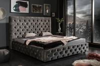 Design tweepersoonsbed PARIS 160x200cm grijs olijf fluweel Chesterfield gestoffeerd bed - 43537