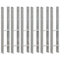 Grondankers 6 st 8x6x60 cm gegalvaniseerd staal zilverkleurig
