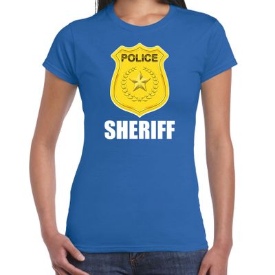 Sheriff police / politie embleem t-shirt blauw voor dames