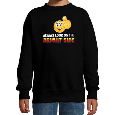 Funny emoticon sweater Always look on the bright side zwart kids