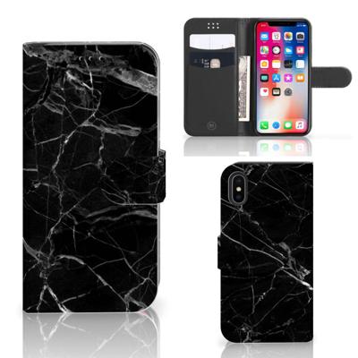 Apple iPhone X | Xs | Bookcase | Marmer Zwart - Origineel Cadeau Vader