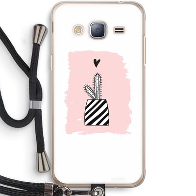 Zwart-wit cactus: Samsung Galaxy J3 (2016) Transparant Hoesje met koord