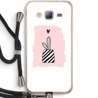 Zwart-wit cactus: Samsung Galaxy J3 (2016) Transparant Hoesje met koord