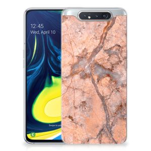 Samsung Galaxy A80 TPU Siliconen Hoesje Marmer Oranje