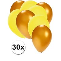 Gouden en gele ballonnen 30 stuks   -