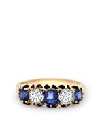 Pragnell Vintage bague Victorian en or 18ct serti de saphir et diamant - thumbnail