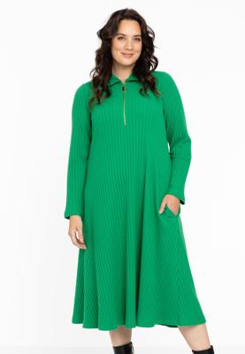 Yoek Lange jurk met rits | Groen | Maat 42/44