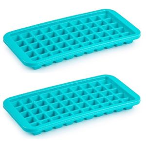 2x stuks Trays met Cocktail ijsblokjes/ijsklontjes vormen 50 vakjes kunststof blauw