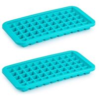 2x stuks Trays met Cocktail ijsblokjes/ijsklontjes vormen 50 vakjes kunststof blauw