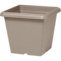 Vierkante Bloempot - GARDEN ID - Teramo Taupe - 40 x 35 cm - Krasbestendig - Steeneffect - Met gaten