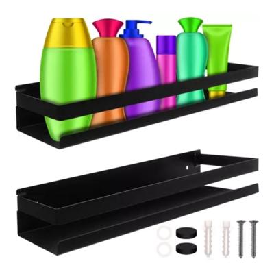 Ruhhy Wandplank - zwart - RVS - L50 cm - zwevend - industrieel - voor badkamer of keuken