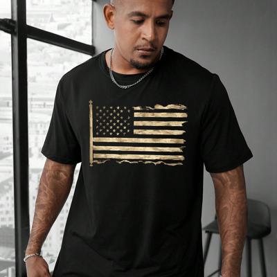 Bon&Bon Men's Plus Size American Flag Print Short Sleeve T-Shirt 2XL