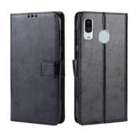 Retro Crazy Horse textuur horizontaal flip lederen Case voor Galaxy A20/A30, met houder & kaartsleuven & Foto Frame(Black)