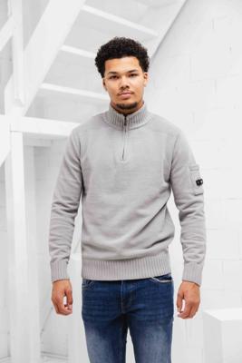 Quotrell Combat Knitted Halfzip Sweater Heren Grijs - Maat L - Kleur: Grijs | Soccerfanshop