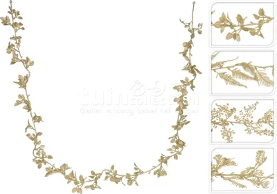 Guirlande Glitter Blad 170cm Champagne Assorti 1st