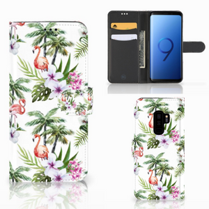 Samsung Galaxy S9 Plus Telefoonhoesje met Pasjes Flamingo Palms
