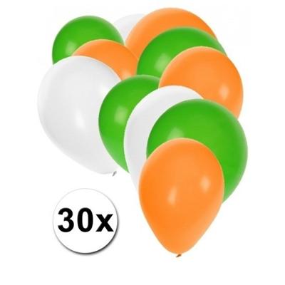 Party Ballonnen setje - groen-wit-oranje - 30x stuks - feestartikelen - versiering Party Ballonnen setje - groen-wit-oranje - 30x stuks - feestartikelen - versiering
