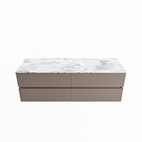 MONDIAZ VICA-DLUX 150cm badmeubel onderkast Smoke 4 lades. Inbouw wastafel CLOUD rechts 1 kraangat, kleur Glace.