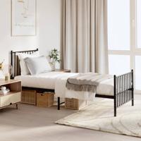 Bedframe met hoofd- en voeteneinde metaal zwart 75x190 cm