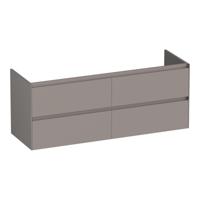Brauer Inspire - Onderkast - 140 cm - met 4 Softclose Lades Greeploos en 2 Sifon Uitsparingen - Mat Taupe