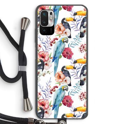 Bloemen tukan: Xiaomi Redmi Note 10 5G Transparant Hoesje met koord