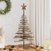 Kerstboom met standaard Bruin 120 cm Massief teakhout