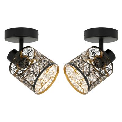Ostaria Plafond lamp Calathea - 2x - goud / zwart - metaal - bewerkt - E27 - interieur decoratie - b