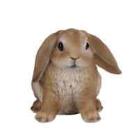 Decoratie dierenbeeldje Hangoor konijn - bruin - 15 x 17 cm - Tuin dieren beeld - polystone