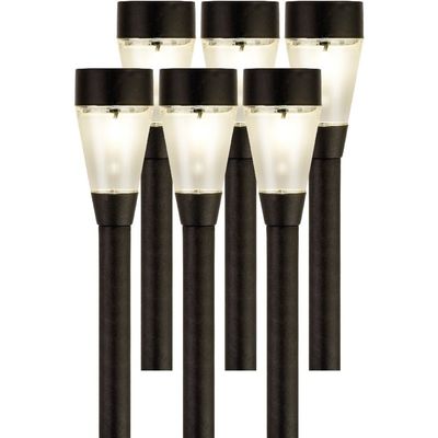 6x Buiten/tuin LED zwarte stekers Jive solar verlichting 32 cm
