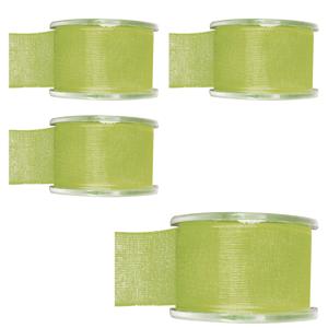 Hobby/decoratie sierlint - 4x - groen - organza - 4 cm x 20 meter