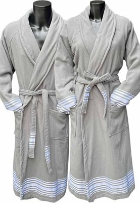 Grijze hamam badjas katoen -saunabadjas-l/xl