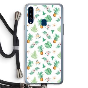 Ananas bladeren: Samsung Galaxy A20s Transparant Hoesje met koord