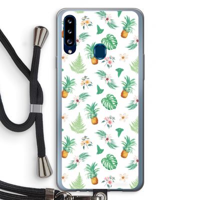 Ananas bladeren: Samsung Galaxy A20s Transparant Hoesje met koord