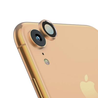 Titanium legering metalen camera lens beschermer gehard glas film voor iPhone XR (goud)