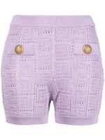 Balmain short en résille à motif monogrammé - Violet