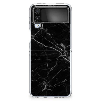 Samsung Galaxy Z Flip 4 | TPU | Siliconen hoesje | Marmer Zwart - Origineel Cadeau Vader