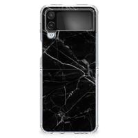 Samsung Galaxy Z Flip 4 | TPU | Siliconen hoesje | Marmer Zwart - Origineel Cadeau Vader