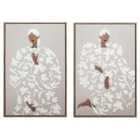 Schilderij Home ESPRIT Wit Blommor Scandinavisch 60 x 3,8 x 90 cm (2 Stuks)