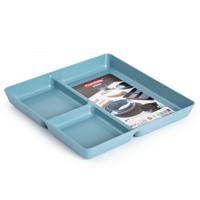 Plasticforte Vakjesborden - 1x stuks - blauw - gourmetbord - 3-vaks - kunststof - 24 x 24 cm