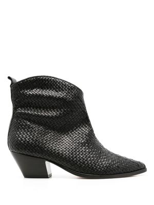 Sarah Chofakian bottes Valentina en cuir tressé - Noir