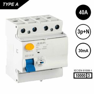 SEP RCD1 Type A aardlekschakelaar 4 polig 40A 30mA 10kA 3112000390