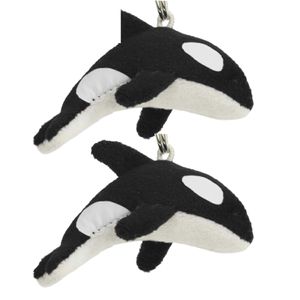 2x Pluche orka knuffel sleutelhanger 6 cm