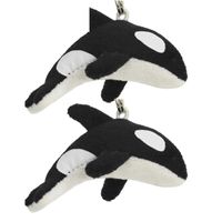 2x Pluche orka knuffel sleutelhanger 6 cm - thumbnail