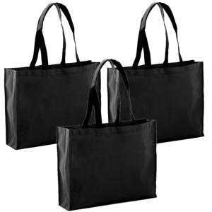 Draagtas / goodie- 4x stuks -bag / schoudertas / boodschappentas - zwart - 40 x 32 x 11 cm