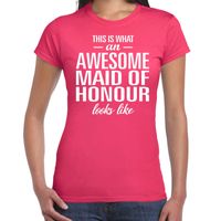 Awesome maid of honour/getuige cadeau t-shirt roze dames - thumbnail