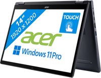 Acer TravelMate Spin P4 14 TMP414RN-53-TCO-586F Hybride (2-in-1) 35,6 cm (14") Touchscreen WUXGA Intel® Core™ i5 i5-1335U 16 GB DDR4-SDRAM 512 GB SSD Wi-Fi 6E (802.11ax) Windows 11 Pro Blauw - thumbnail